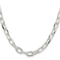 Sterling Silver Rhodium-plated 7.5mm Diamond-cut Long Link Cable Chain
