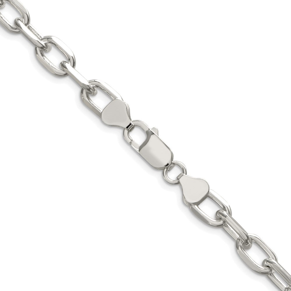 Sterling Silver Rhodium-plated 7.5mm Diamond-cut Long Link Cable Chain