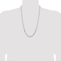 Sterling Silver Rhodium-plated 7.5mm Diamond-cut Long Link Cable Chain