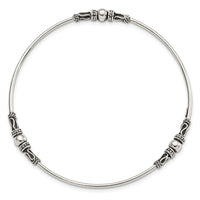 Sterling Silver Antiqued Beaded Slip-on Bangle