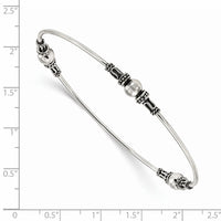 Sterling Silver Antiqued Beaded Slip-on Bangle