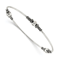 Sterling Silver Antiqued Beaded Slip-on Bangle