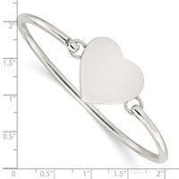 Sterling Silver Polished Engravable Heart Bangle