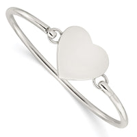 Sterling Silver Polished Engravable Heart Bangle