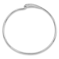 Sterling Silver Rhodium-plated Polished Hook Closure Bangle