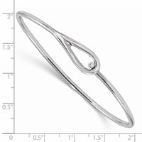 Sterling Silver Rhodium-plated Polished Hook Closure Bangle