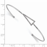Sterling Silver Rhodium-plated CZ Triangle Cuff Bangle