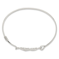 Sterling Silver Polished Heart w/ Hook Closure Bangle