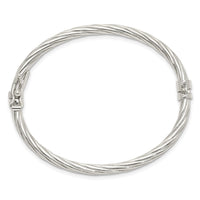 Sterling Silver Polished & Twisted 3mm Hinged Baby Bangle