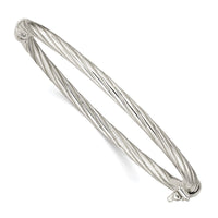 Sterling Silver Polished & Twisted 3mm Hinged Baby Bangle