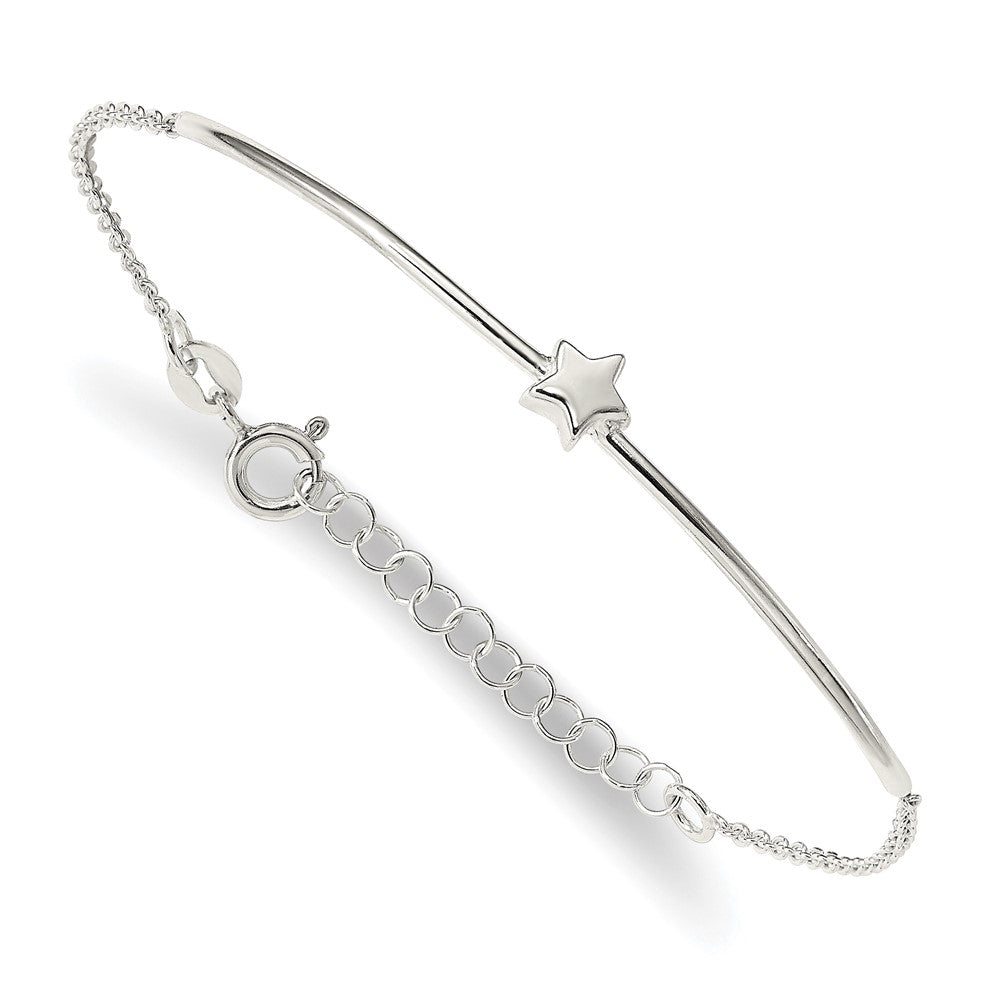 Sterling Silver Stars Bangle and Bracelet w/ 1" Ext. Two Piece Set