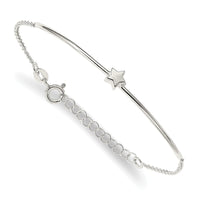 Sterling Silver Stars Bangle and Bracelet w/ 1" Ext. Two Piece Set