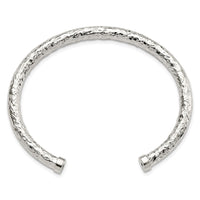 Sterling Silver Polished 5mm Textured Cuff Bangle