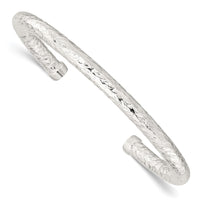 Sterling Silver Polished 5mm Textured Cuff Bangle