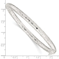 Sterling Silver Polished Textured Hinged Bangle