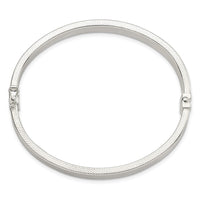 Sterling Silver Polished & Textured Hinged Bangle