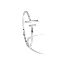 Sterling Silver Polished Bars Hinged Cuff Bangle Bracelet