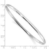 Sterling Silver Rhodium-plated Polished 3.00mm Slip on Bangle