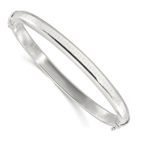Sterling Silver Polished Textured 5.75mm Hinged Bangle Bracelet