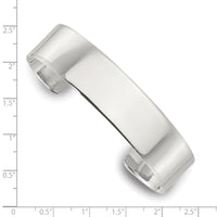 Sterling Silver Polished 15mm Flat Cuff Bangle