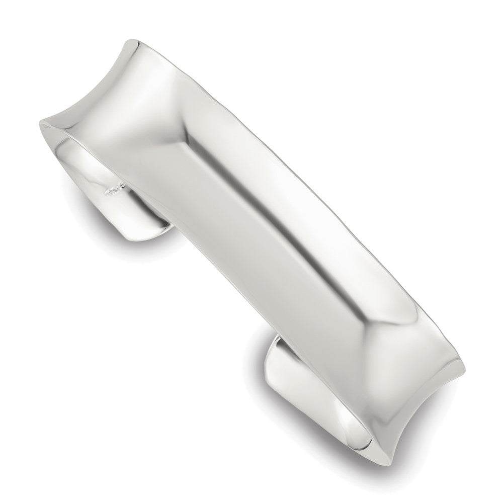 Sterling Silver Polished 15mm Concave Cuff Bangle