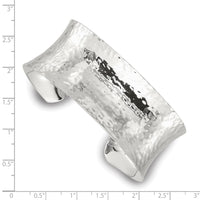 Sterling Silver 25mm Concave Hammered Cuff Bangle