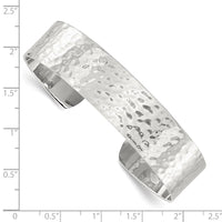 Sterling Silver 15mm Flat Hammered Cuff Bangle