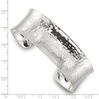 Sterling Silver 20mm Concave Hammered Cuff Bangle