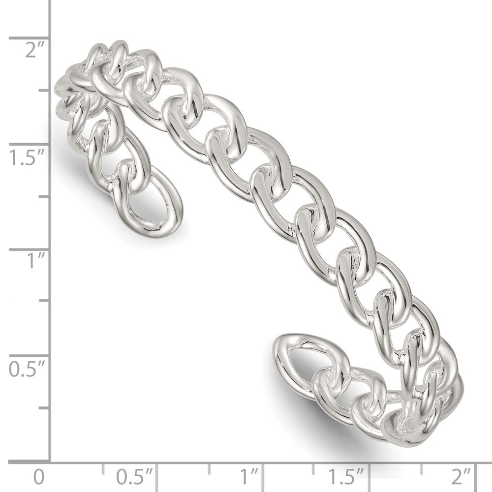 Sterling Silver Polished Curb Link Cuff Bangle