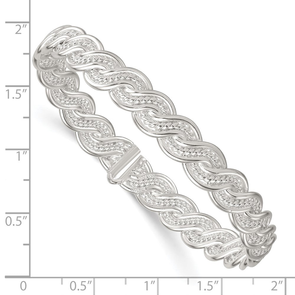 Sterling Silver Polished Twisted and Woven Flexible Bangle