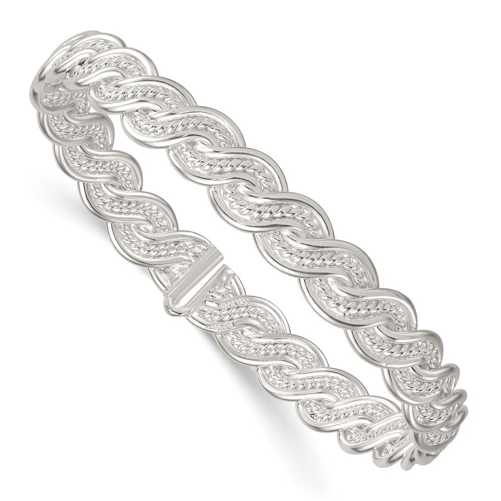 Sterling Silver Polished Twisted and Woven Flexible Bangle
