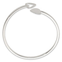 Sterling Silver Polished Double Heart Flexible Cuff Bangle