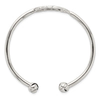 Sterling Silver Polished and Grooved Feather Cuff Bangle