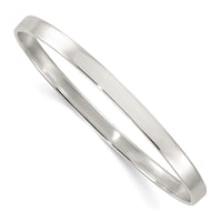 Sterling Silver Polished 5.0mm Flat Slip On Bangle