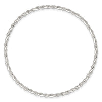 Sterling Silver Polished and Twisted 2.5mm Slip On Bangle
