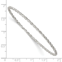 Sterling Silver Polished and Twisted 2.5mm Slip On Bangle