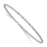 Sterling Silver Polished and Twisted 2.5mm Slip On Bangle