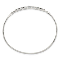 Sterling Silver Polished Square CZ Bar with Hook Closure Bangle Bracelet