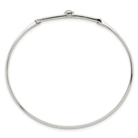 Sterling Silver Polished Fancy CZ with Hook Closure Bangle Bracelet