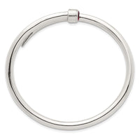Sterling Silver Polished Red CZ Slip On Expandable Bangle