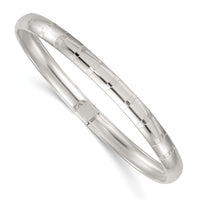 Sterling Silver Polished and Diamond-cut 6.0mm Flexible Bangle