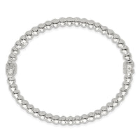 Sterling Silver Polished Beaded Design Hinged Bangle