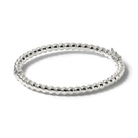 Sterling Silver Polished Beaded Design Hinged Bangle
