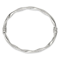 Sterling Silver Polished Twisted and Textured Hinged Bangle