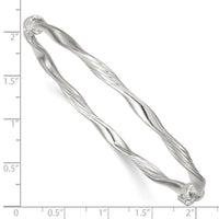 Sterling Silver Polished Twisted and Textured Hinged Bangle