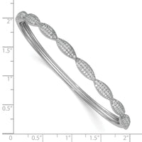 Sterling Silver Rhodium-plated Polished Fancy CZ Hinged Bangle
