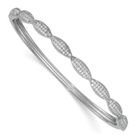 Sterling Silver Rhodium-plated Polished Fancy CZ Hinged Bangle