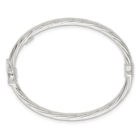 Sterling Silver Polished Twisted and Textured Hinged Baby Bangle