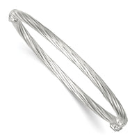 Sterling Silver Polished Twisted and Textured Hinged Baby Bangle