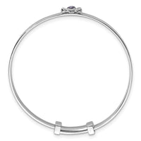 Sterling Silver Rh-plated CZ Butterfly Expandable Bangle